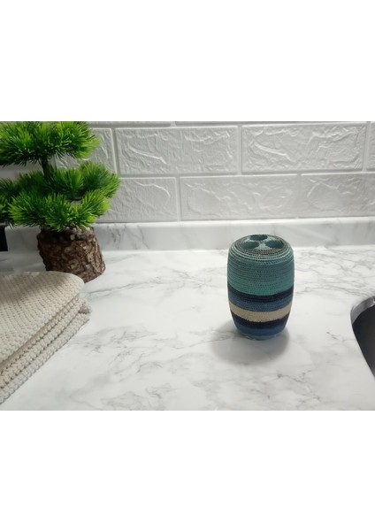 2 Adet Diş Fırçalık Mavi Örgü Poliresin 7X7X11CM Banyo Seti indirimleri