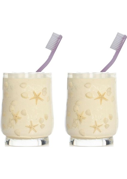 2 Adet Diş Fırçalık Deniz Yıldızı El Yapımı 400 gr 7X7X10CM Banyo Seti