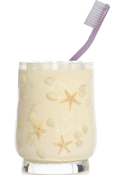 2 Adet Diş Fırçalık Deniz Yıldızı El Yapımı 400 gr 7X7X10CM Banyo Seti