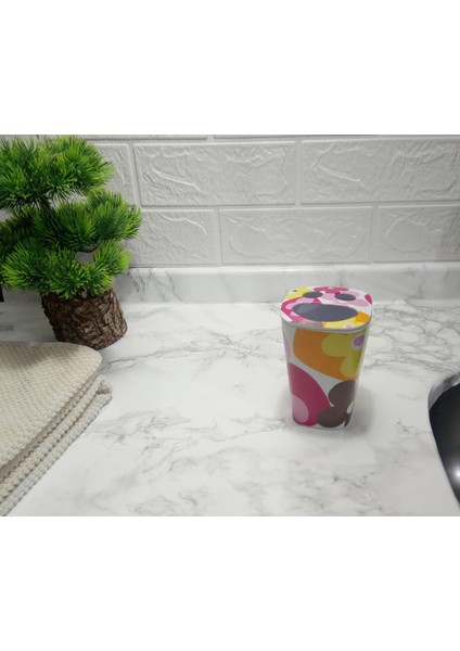 2 Adet Diş Fırçalık Kırmızı Papatya Melamin 7X7X11CM Banyo Seti fırsatları