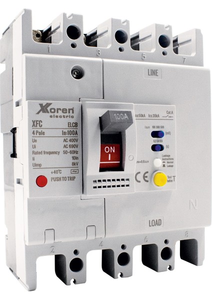 400A 70KA 4 Kutuplu Kaçak Akım Korumalı Kompakt Şalter 400 Kasa (Açtırma Bobinsiz)
