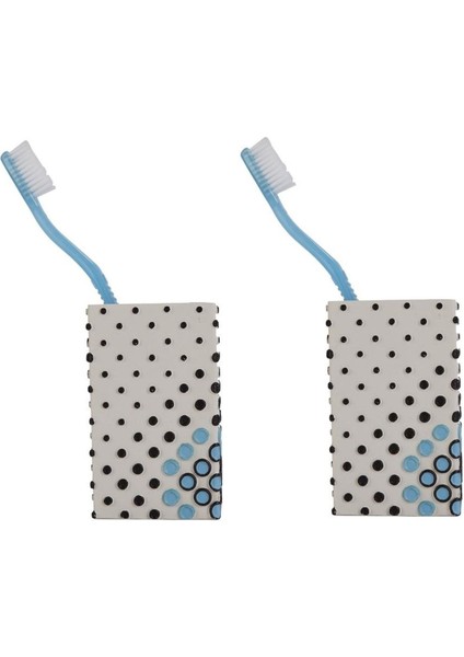 2 Adet Diş Fırçalık ve Macunluk Puanlı Poliresin 6X6X10CM 200ML Banyo Seti