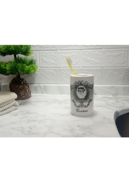 2 Adet Seramik Diş Fırçalık Kraliçe Model 7X7X11CM Banyo Seti indirimleri