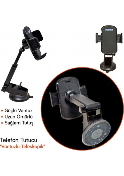 Robust Telefon Tutucu Mekanik Teleskopik Güçlü Vantuzlu 1.kalite RAS1001 fiyatları