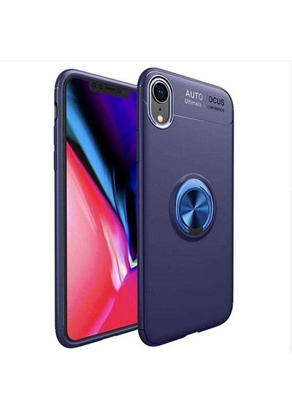 Apple iPhone Xr 6.1 Kılıf Yüzüklü Standlı Renkli Kırılmaz Esnek Silikon Ravel Silikon Kapak