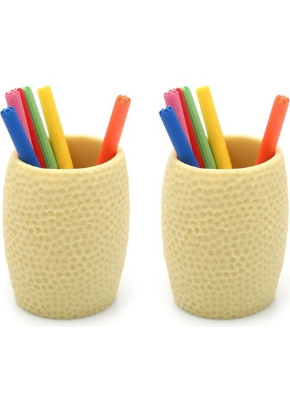 2 Adet Kalemlik Sarı Petek Ofis Gereci 8X8X10CM 400ML
