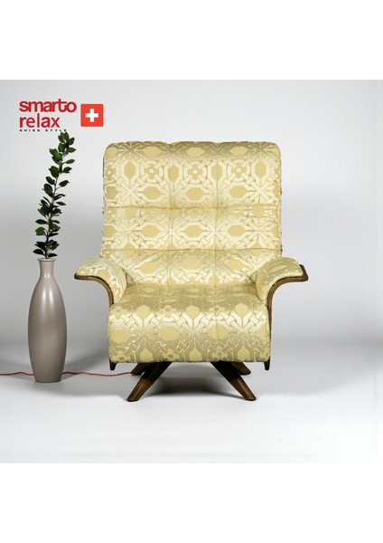 Relax TV Koltuğu Berjer – Genova Notte Serisi (Berjer + Puf), Döner Mekanizmalı, Ergonomik Tasarım, Kadife/Şönil Kumaş Doğal Ahşap Panel, Dekoratif Tekli Koltuk (Salon/Oturma Odası) modelleri