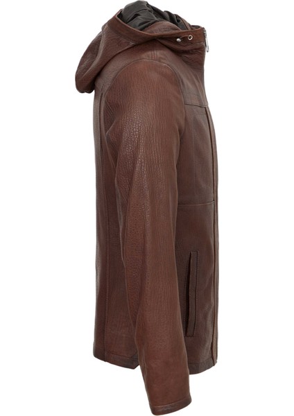 Kahve Hakiki Deri Erkek Hakiki Deri Mont - E22KDM310328-R4W