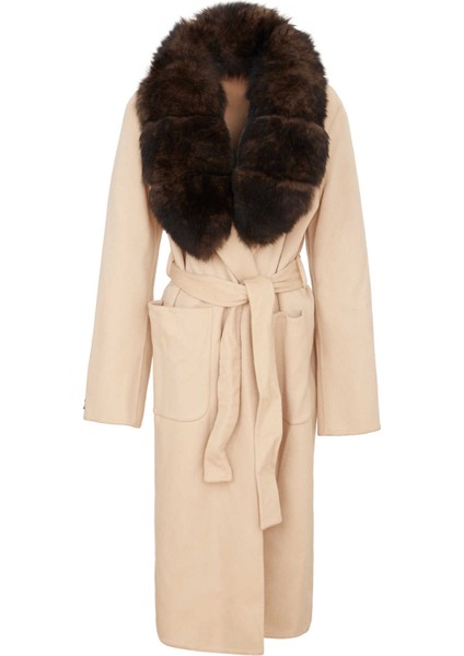 Bej Tekstil-Kürk Kadın Deri Mont - K23IKM320363-Q8A