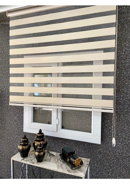 Ithal Bambu Krem Zebra Stor Perde Eteği Düz (1.kalite Alüminyum Kasa Metal Ayak modelleri