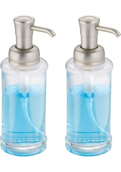 2 Adet Cam Sıvı Sabunluk Şeffaf 7X7X20CM 325ML