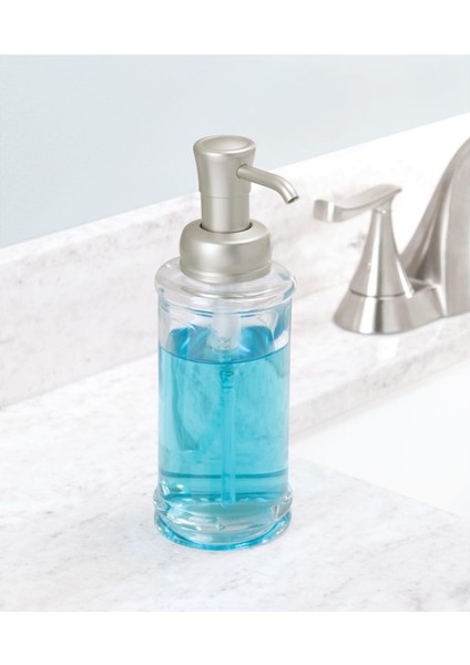 2 Adet Cam Sıvı Sabunluk Şeffaf 7X7X20CM 325ML