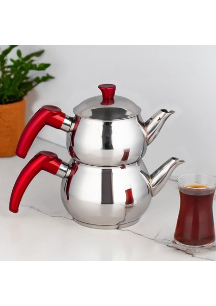 Oscar Küre Mini Boy Çelik Çaydanlık Kırmızı