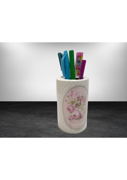 2 Adet Kalemlik Bahar Desenli Seramik Ofis Gereci 7X7X11CM fiyatları