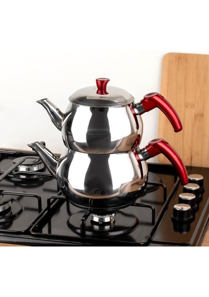 Oscar Küre Aile Boy Çelik Çaydanlık Kırmızı fiyatları