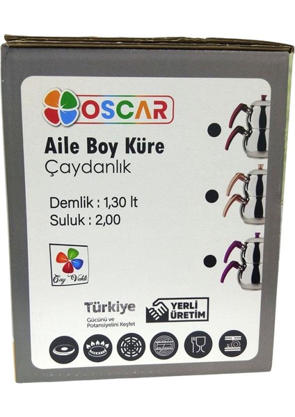 Oscar Küre Aile Boy Çelik Çaydanlık Kırmızı fırsatları