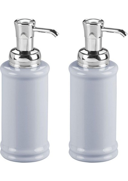 2 Adet Porselen Sıvı Sabunluk Gri 7X7X20CM 355ML