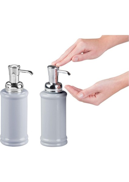 2 Adet Porselen Sıvı Sabunluk Gri 7X7X20CM 355ML fiyatları