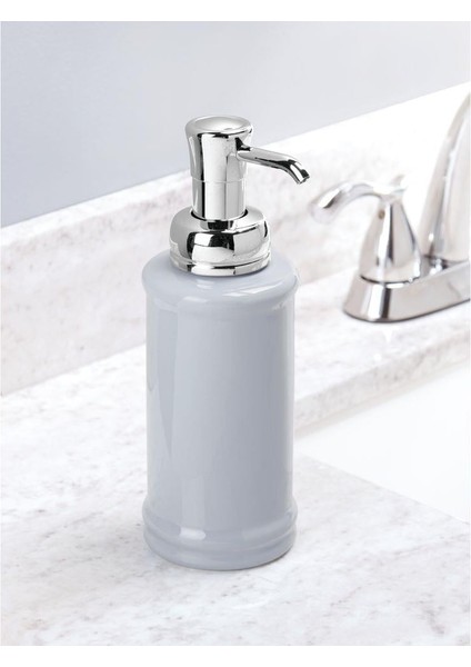 2 Adet Porselen Sıvı Sabunluk Gri 7X7X20CM 355ML modelleri