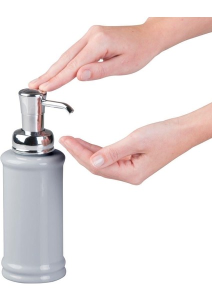 2 Adet Porselen Sıvı Sabunluk Gri 7X7X20CM 355ML indirimleri