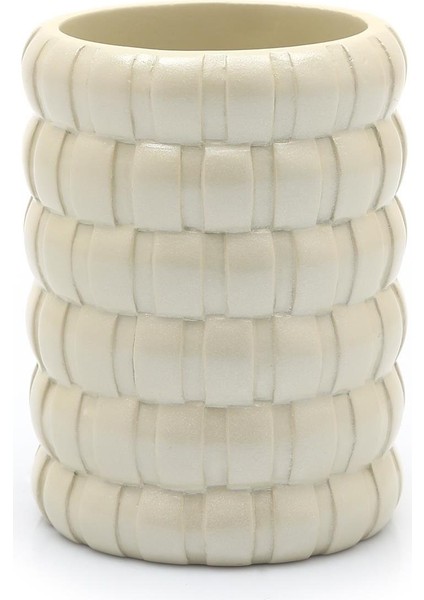 2 Adet Kalemlik Krem Örgü Poliresin Model Ofis Gereci 9X9X12CM indirimleri