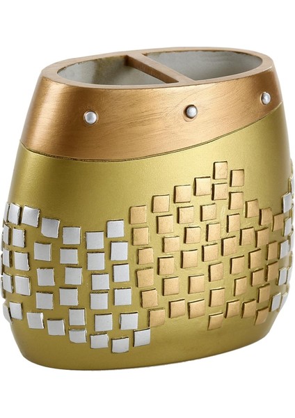 2 Adet Kalemlik Altın Mozaik Poliresin Ofis Gereci 10X10X5CM fırsatları