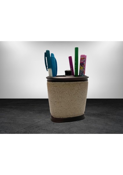 2 Adet Kalemlik Bronz Kumlu Poliresin Ofis Gereci 10X12X5CM modelleri