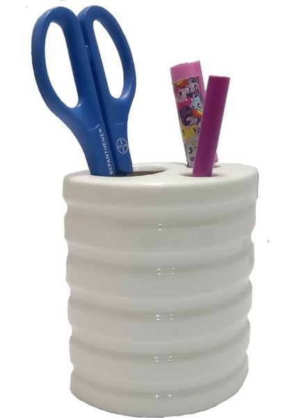 2 Adet Kalemlik Oval Çizgili Model Seramik Ofis Gereci 9X6X11CM fırsatları