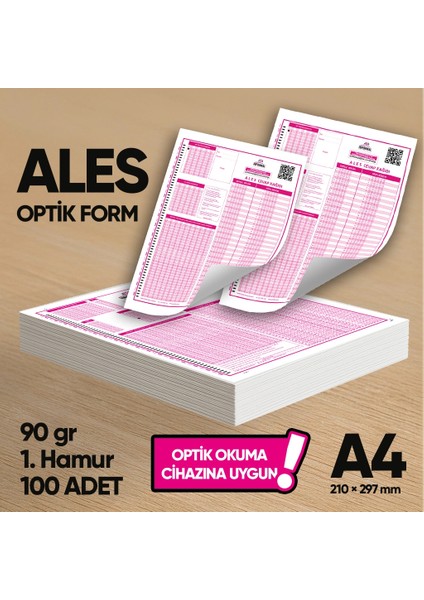 Ales Deneme Sınavları için 100 Adet (90.gr) Optik Form - Optik Okuma Uyumlu