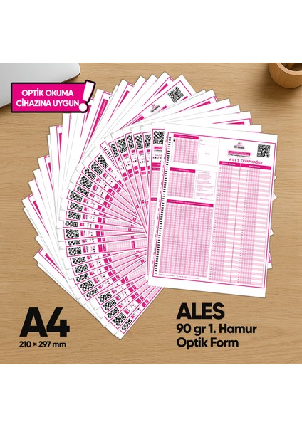 Ales Deneme Sınavları için 100 Adet (90.gr) Optik Form - Optik Okuma Uyumlu modelleri