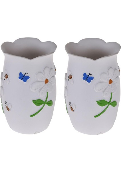 2 Adet Kalemlik Çiçekli Poliresin Model Ofis Gereci 7X7X10CM fiyatları