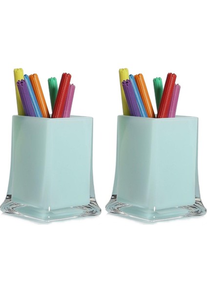 2 Adet Kalemlik Buz Mavi Renkli Ofis Gereci 6X6X10CM 300ML