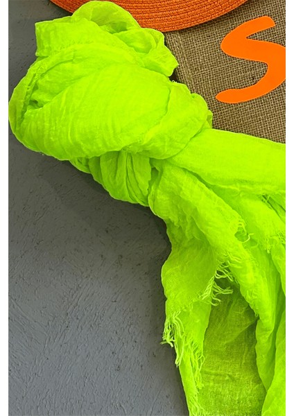 Kadın Neon Yeşil Müslin Kumaş Şal Pareo NBMHT02 fiyatları