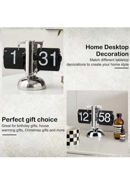 Sayfa Çevirmeli Masa Saati modern Retro Tasarım Flip Clock Ev ve Ofis Dekoratif Masaüstü Saat Hediye