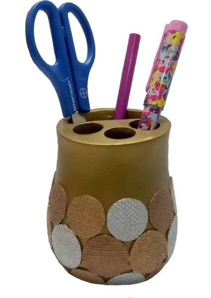 2 Adet Kalemlik Altın Puanlı Poliresin Ofis Gereci 9X9X10CM indirimleri