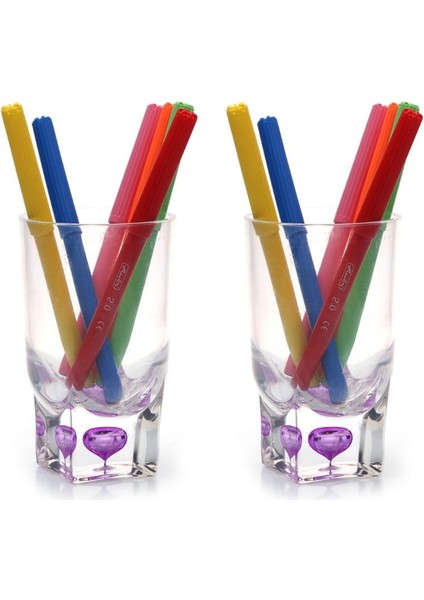 2 Adet Kalemlik Mor Damlalı Akrilik Ofis Gereci 7X7X13CM