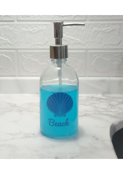2 Adet Cam Sıvı Sabunluk,plaj Yazılı 7X7X20CM 360ML Banyo Seti fiyatları