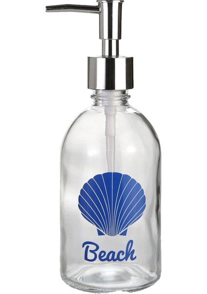 2 Adet Cam Sıvı Sabunluk,plaj Yazılı 7X7X20CM 360ML Banyo Seti modelleri