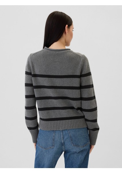 Kadın Gri Rulo Yaka Kazak indirimleri