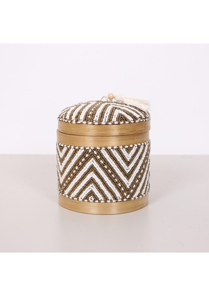 Mylamp Bali Boncuklu Bambu Saklama Kutusu M 15X17 cm