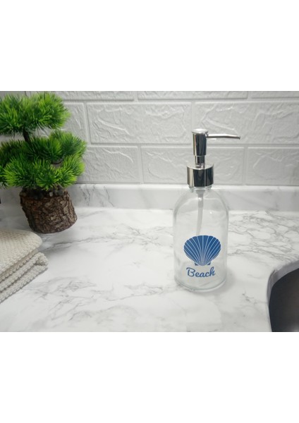 2 Adet Cam Sıvı Sabunluk,plaj Yazılı 7X7X20CM 360ML Banyo Seti indirimleri