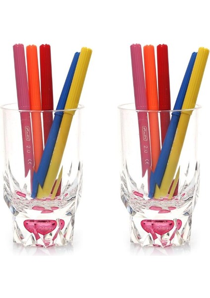 2 Adet Kalemlik Kristal Damlalı Kırmızı Akrilik Ofis Gereci 7X7X13CM