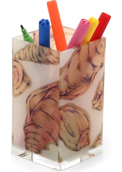 2 Adet Kalemlik Istiridye Desenli Ofis Gereci 6X6X12CM 300ML indirimleri