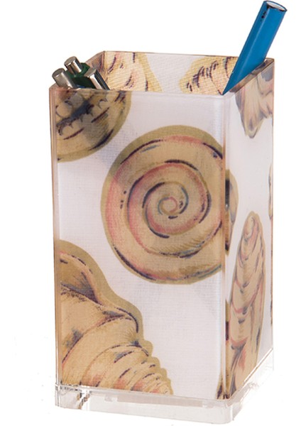 2 Adet Kalemlik Istiridye Desenli Ofis Gereci 6X6X12CM 300ML