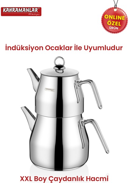 Piramit Platin XXL 7 L Çaydanlık Seti 18/10 Paslanmaz Çelik Yüksek Isı İletimli modelleri