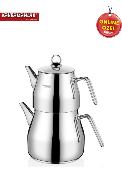 Piramit Platin XXL 7 L Çaydanlık Seti 18/10 Paslanmaz Çelik Yüksek Isı İletimli