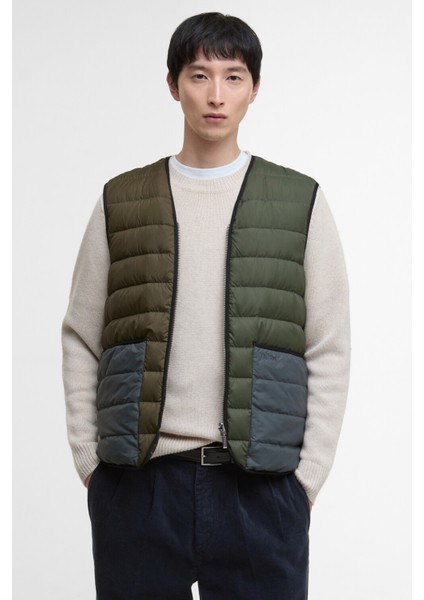 Reversible Down Filled Yelek OL72 Olive Multi