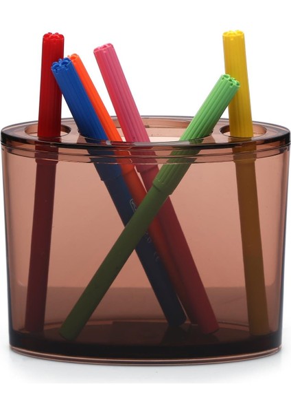 2 Adet Kalemlik Kahverengi Oval Akrilik Ofis Gereci 10X13X5CM indirimleri