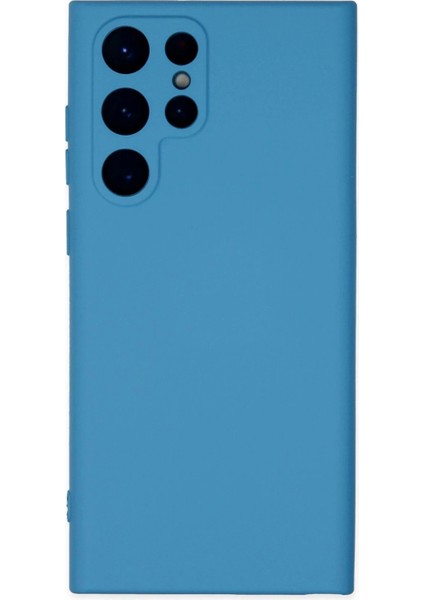 Newface Samsung Galaxy S22 Ultra Kılıf Nano Içi Kadife Silikon - Mavi