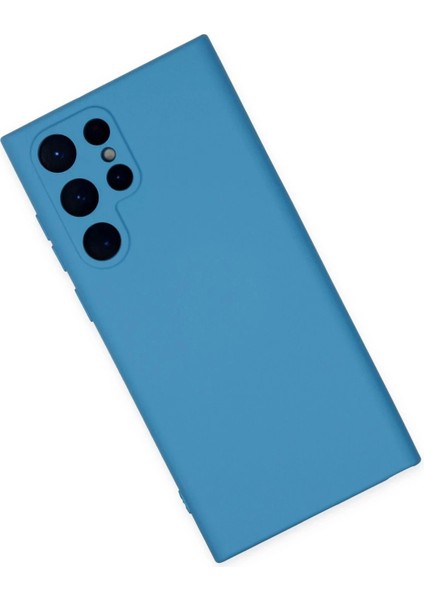 Newface Samsung Galaxy S22 Ultra Kılıf Nano Içi Kadife Silikon - Mavi modelleri